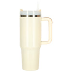 Cană termică cu pai și mâner, termos, 1200 ml, cremă
