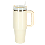 Cană termică cu pai și mâner, termos, 1200 ml, cremă