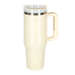 Cană termică cu pai și mâner, termos, 1200 ml, cremă