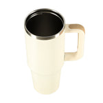 Cană termică cu pai și mâner, termos, 1200 ml, cremă