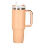 Cană termos cu pai și mâner, 1200 ml, roz pudrat