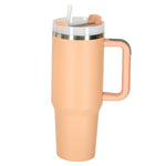 Cană termos cu pai și mâner, 1200 ml, roz pudrat
