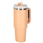 Cană termos cu pai și mâner, 1200 ml, roz pudrat