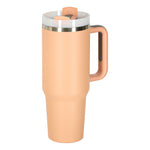 Cană termos cu pai și mâner, 1200 ml, roz pudrat