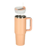 Cană termos cu pai și mâner, 1200 ml, roz pudrat