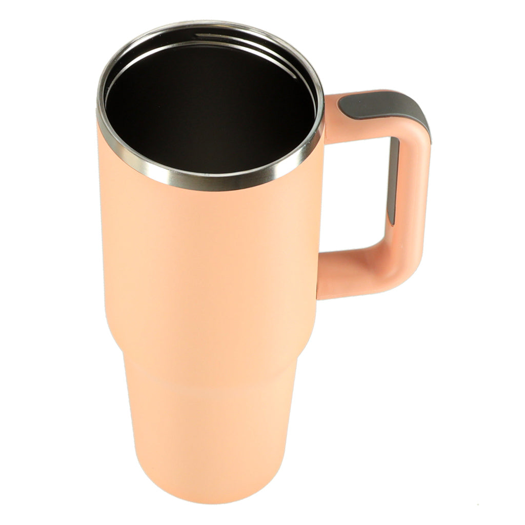 Cană termos cu pai și mâner, 1200 ml, roz pudrat