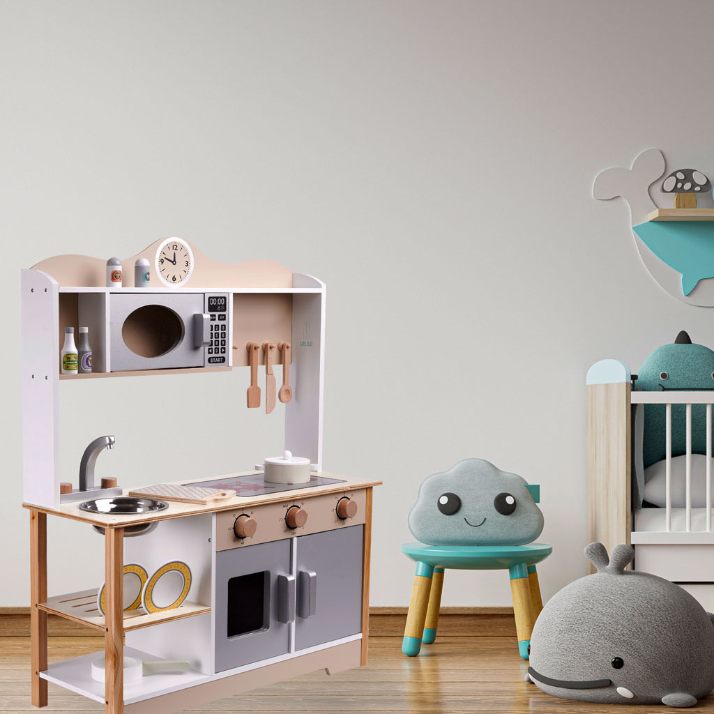 Bucătărie pentru copii din lemn MDF LULILO KUKETO accesorii 85 cm