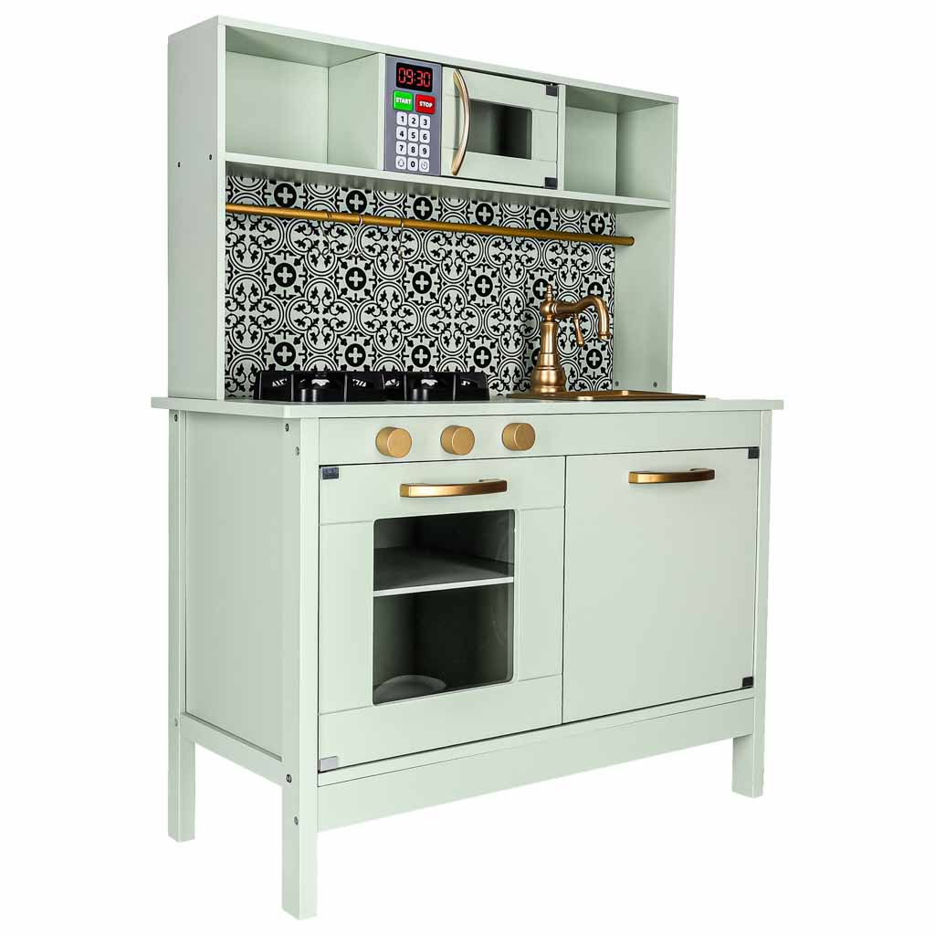Bucătărie pentru copii, din lemn, MDF, cu accesorii, sunete de mentă
