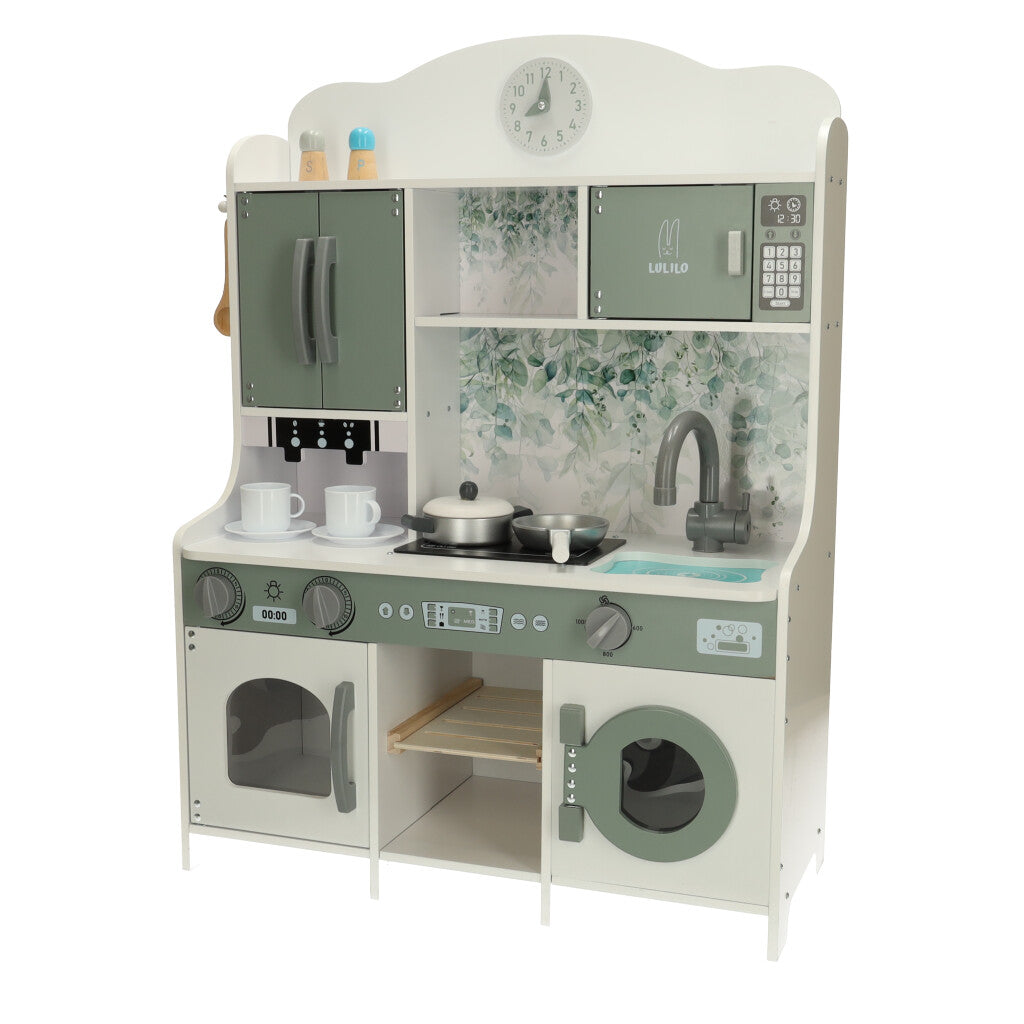 Bucătărie pentru copii din lemn MDF LULILO SALIKO cu aparat de cafea 85 cm