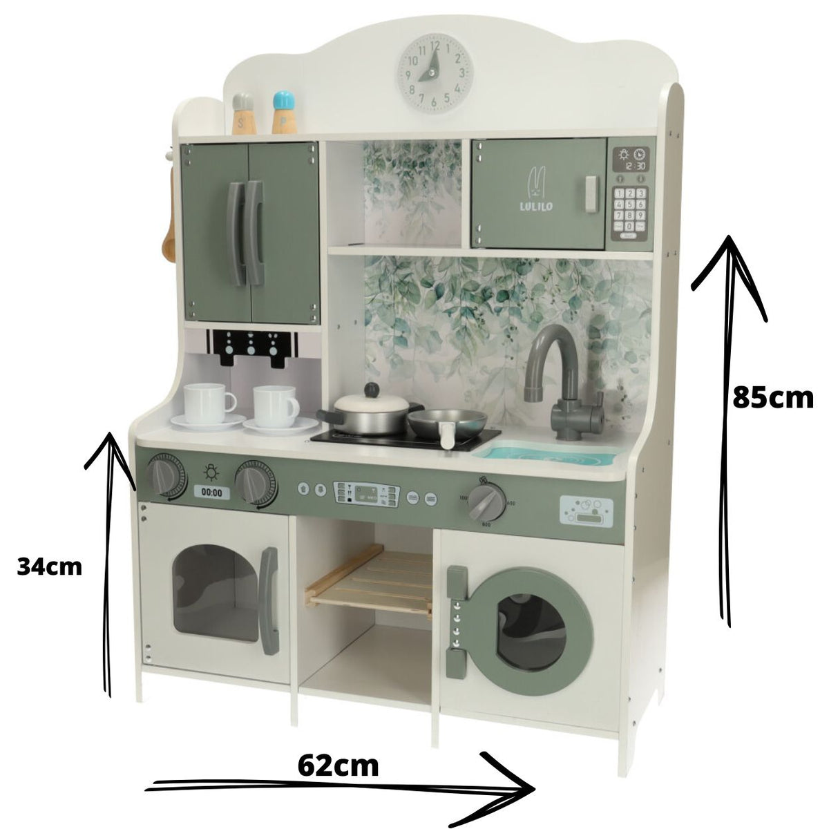 Bucătărie pentru copii din lemn MDF LULILO SALIKO cu aparat de cafea 85 cm