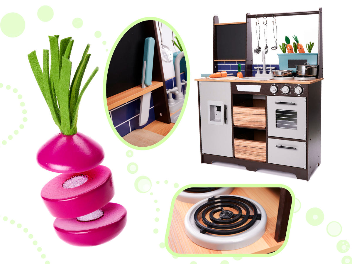 Bucătărie pentru copii din lemn MDF cu accesorii LOFT XXL 96 cm