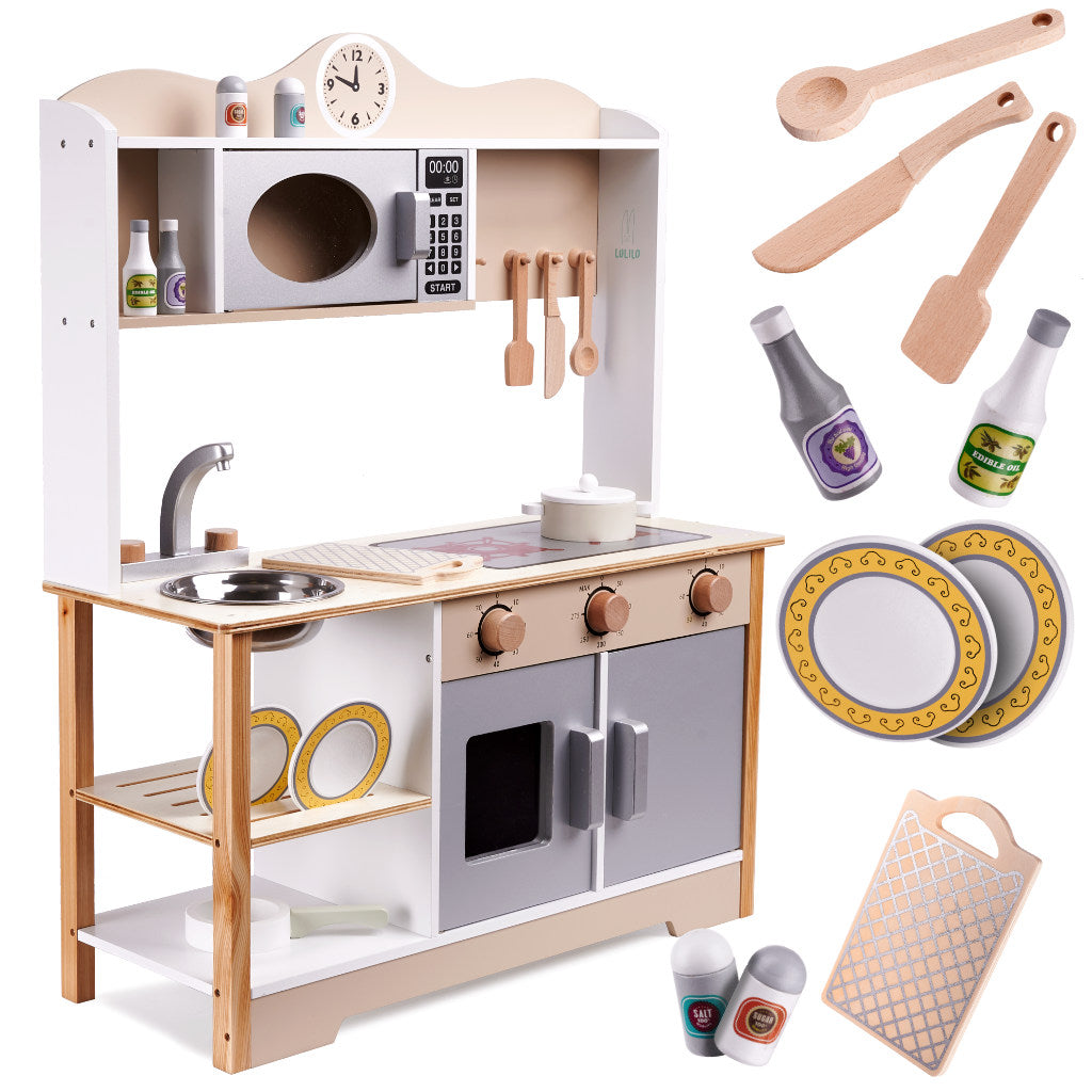 Bucătărie pentru copii din lemn MDF LULILO KUKETO accesorii 85 cm