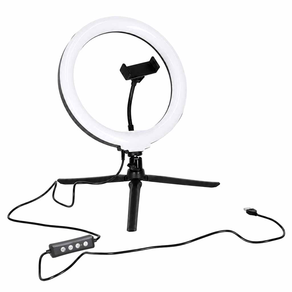 Inel luminos LED RGB pentru selfie pe trepied