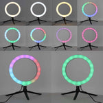 Inel luminos LED RGB pentru selfie pe trepied