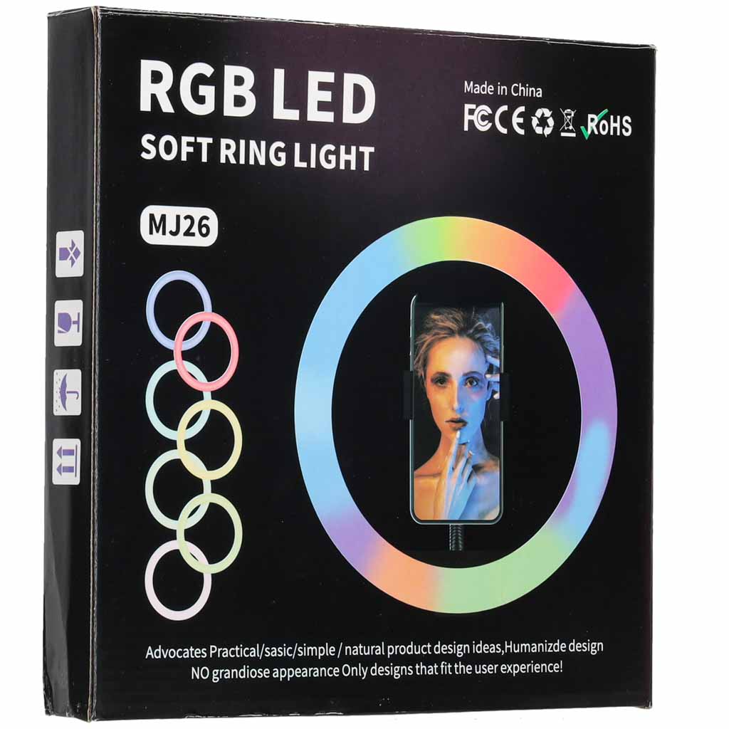 Inel luminos LED RGB pentru selfie pe trepied