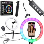 Inel luminos LED RGB pentru selfie pe trepied