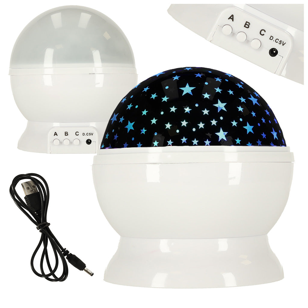 Lumină de noapte proiector de stele USB 2 în 1, albă