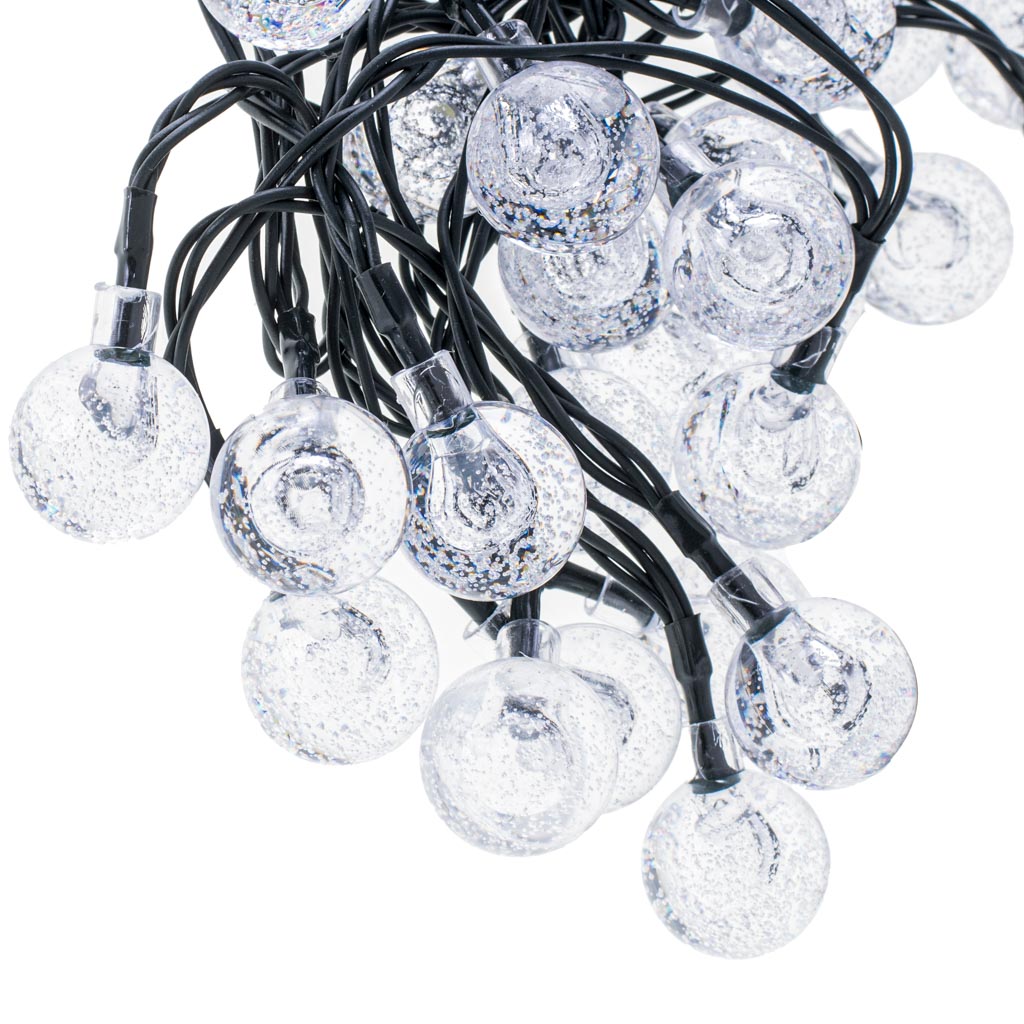 Lampă solară de grădină cu bile 7m 50LED alb cald