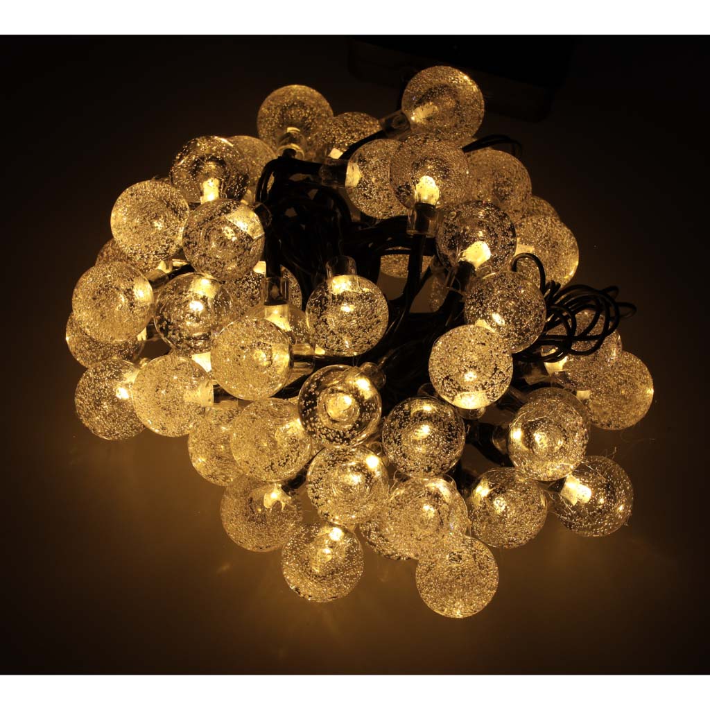 Lampă solară de grădină cu bile 7m 50LED alb cald