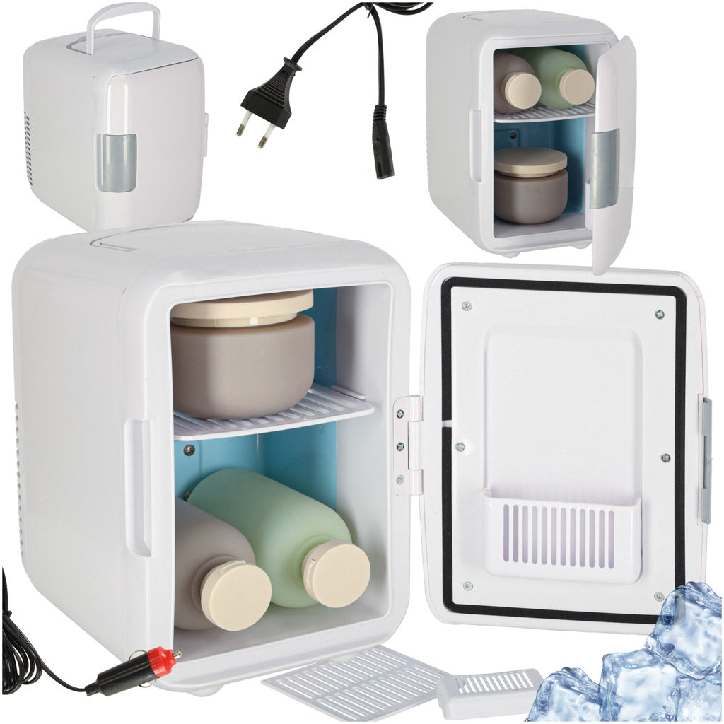 Mini frigider electric de călătorie pentru mașină, pentru alimente, cosmetice, încălzire, răcire, 2 în 1, 3,4 L, alb