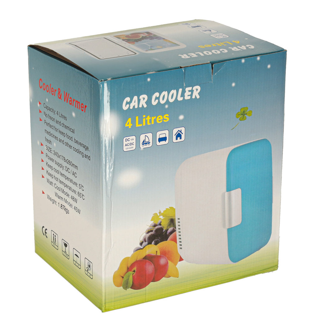 Mini frigider electric de călătorie pentru mașină, pentru alimente, cosmetice, încălzire, răcire, 2 în 1, 3,4 L, alb