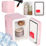 Mini frigider electric de călătorie pentru mașină, pentru alimente, cosmetice, încălzire, răcire, 2 în 1, 4L, roz