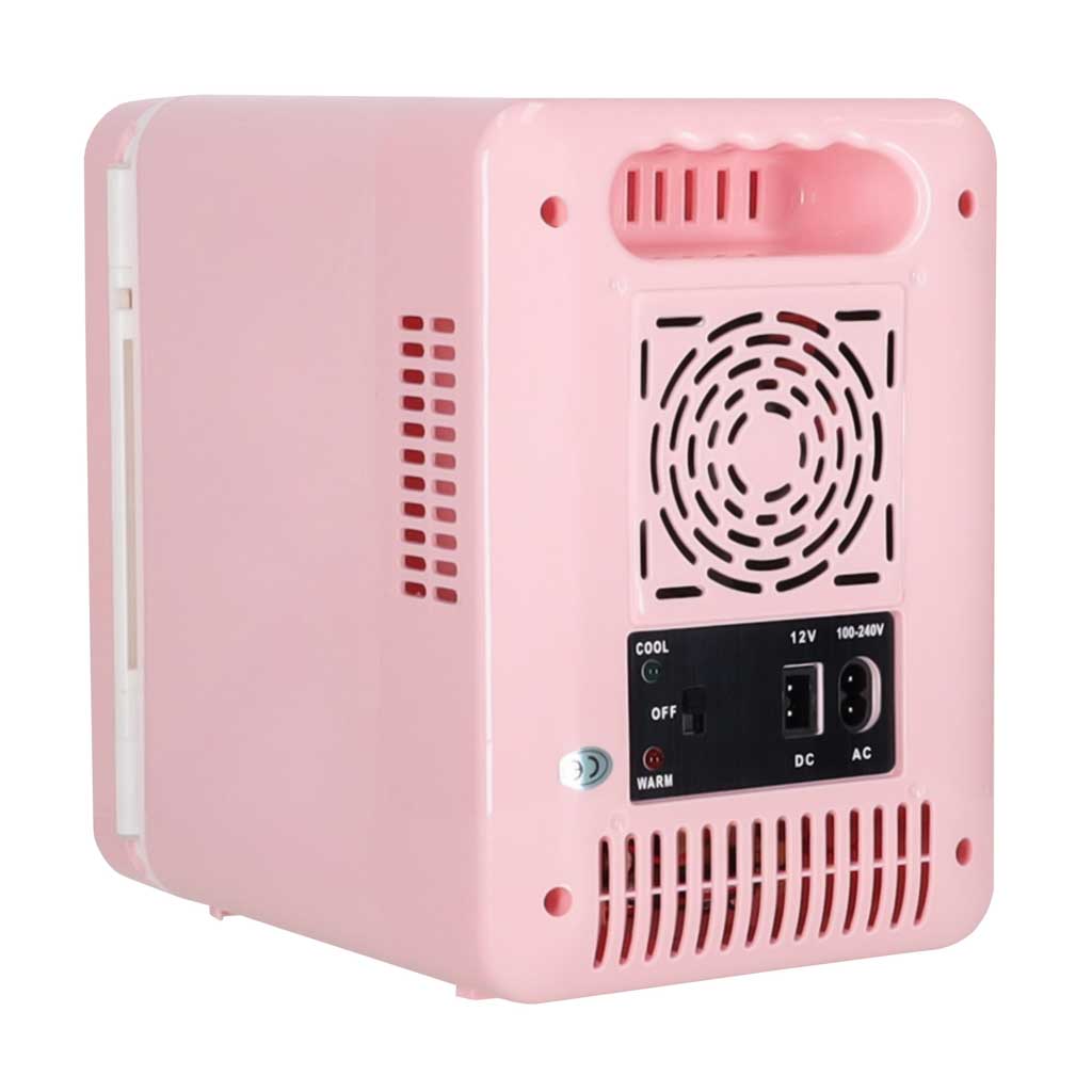 Mini frigider electric de călătorie pentru mașină, pentru alimente, cosmetice, încălzire, răcire, 2 în 1, 4L, roz