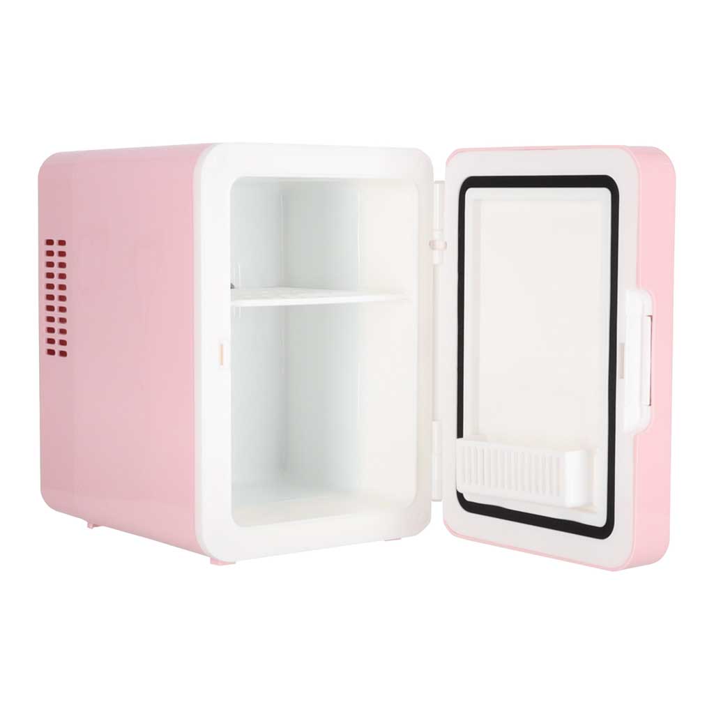 Mini frigider electric de călătorie pentru mașină, pentru alimente, cosmetice, încălzire, răcire, 2 în 1, 4L, roz