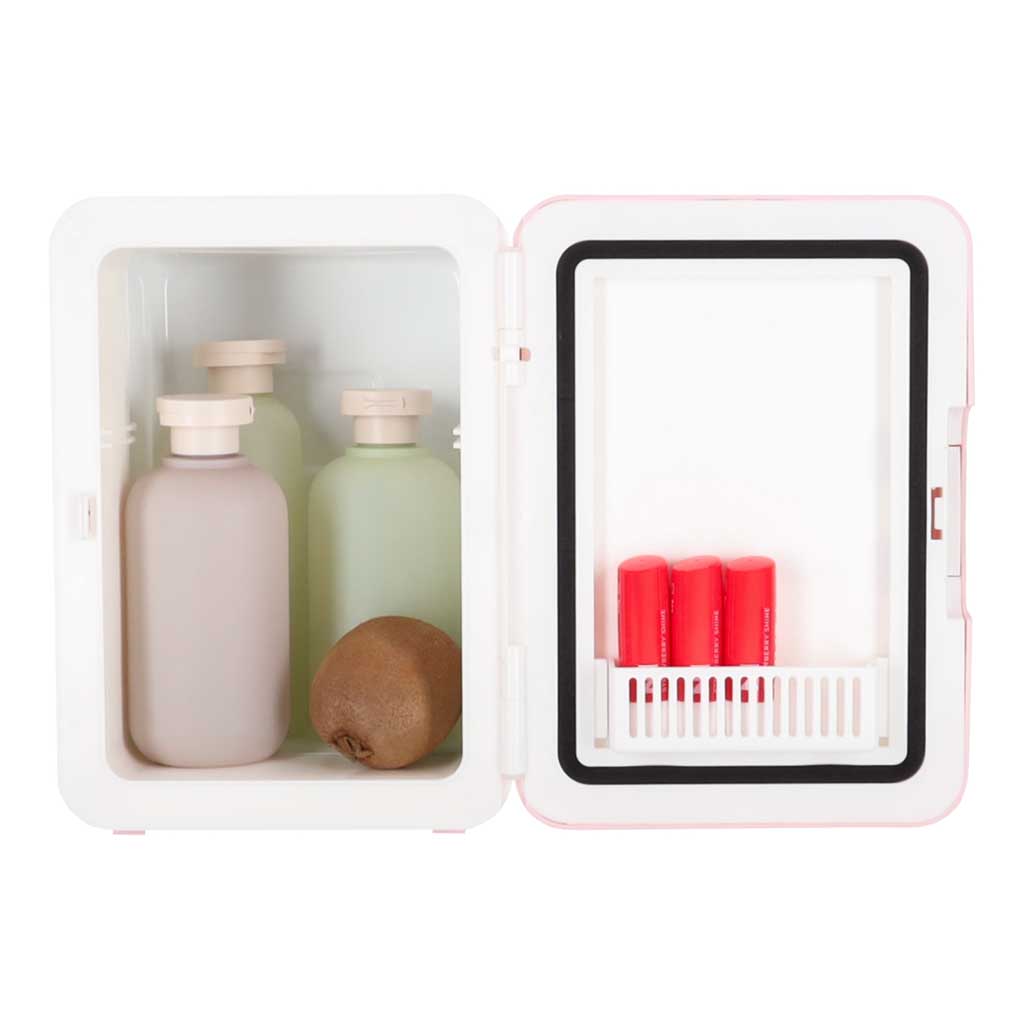 Mini frigider electric de călătorie pentru mașină, pentru alimente, cosmetice, încălzire, răcire, 2 în 1, 4L, roz