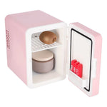 Mini frigider electric de călătorie pentru mașină, pentru alimente, cosmetice, încălzire, răcire, 2 în 1, 4L, roz