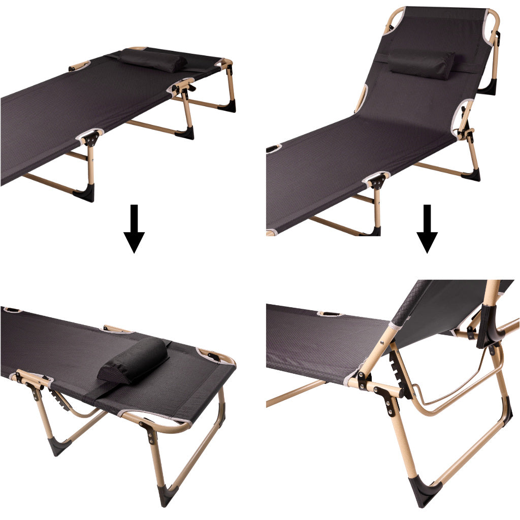 Pat de camping pliabil LUARO, canoe, reglabil, 193 cm, gri
