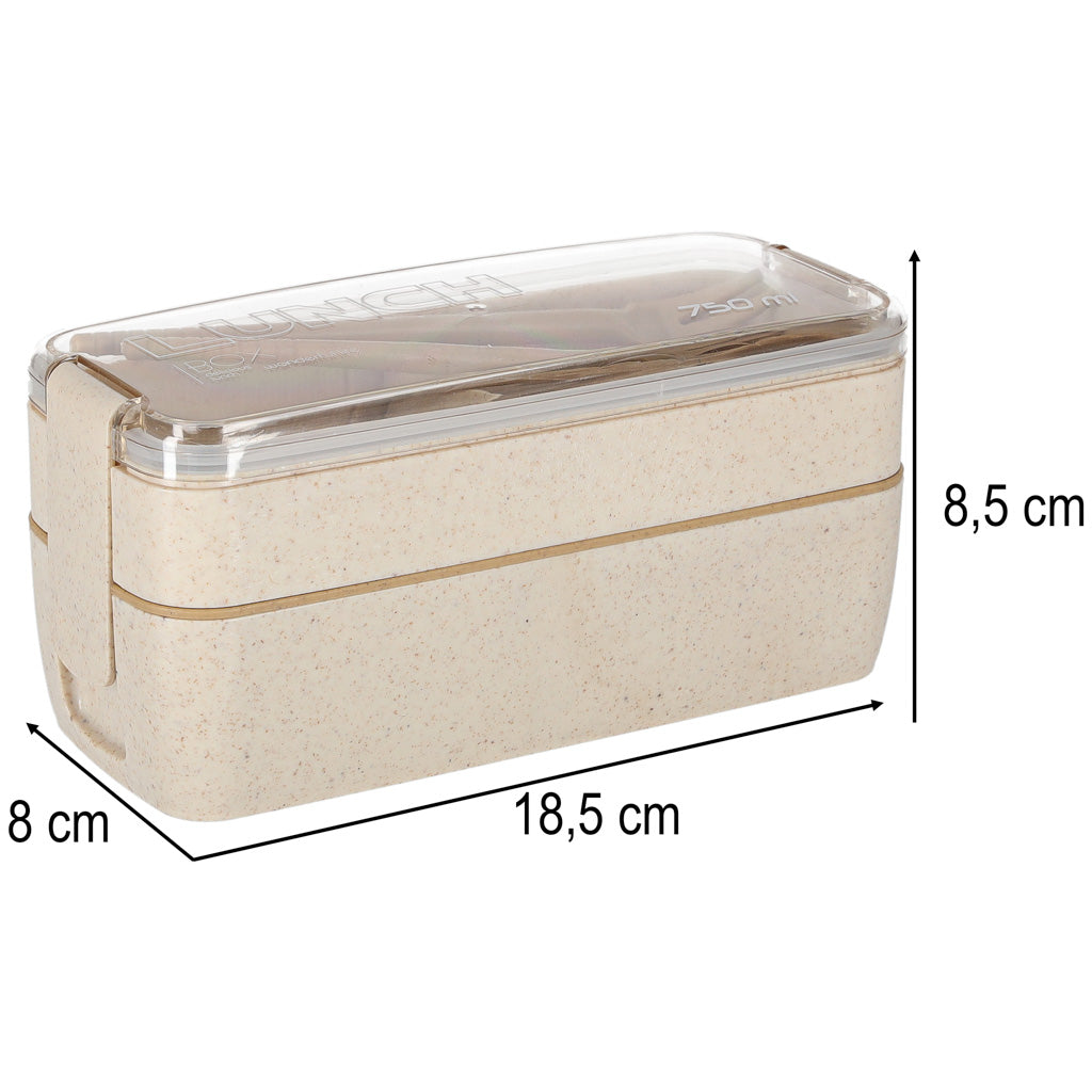Cutie de prânz cu compartimente, divizată, 750 ml, bej