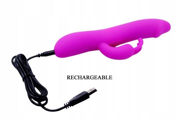 Vibrator Pretty Love Natural Motion cu model de iepuraș, 20 cm, USB