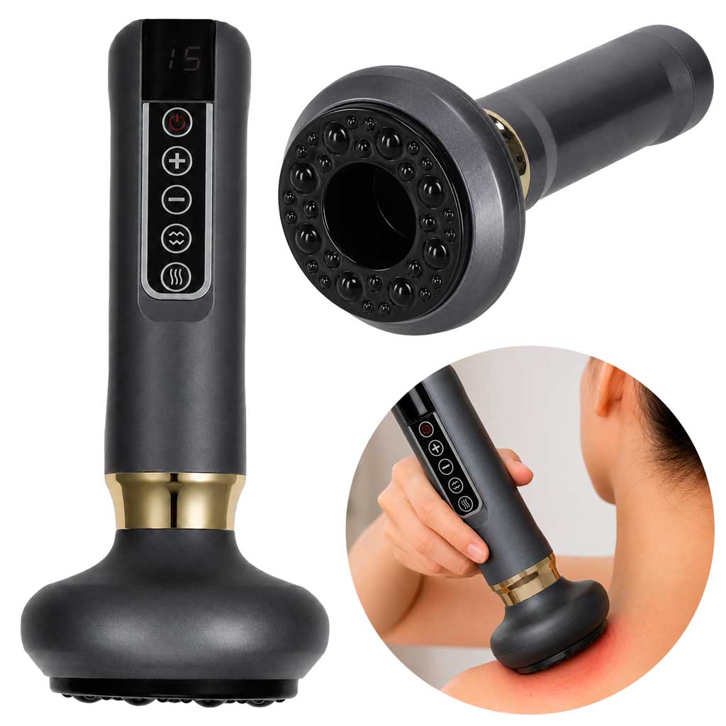 Aparat de masaj electric portabil cu ventuze chinezești, USB, 12 niveluri, gri