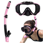 Mască de snorkeling, ochelari, tub, set de snorkel, roz și negru