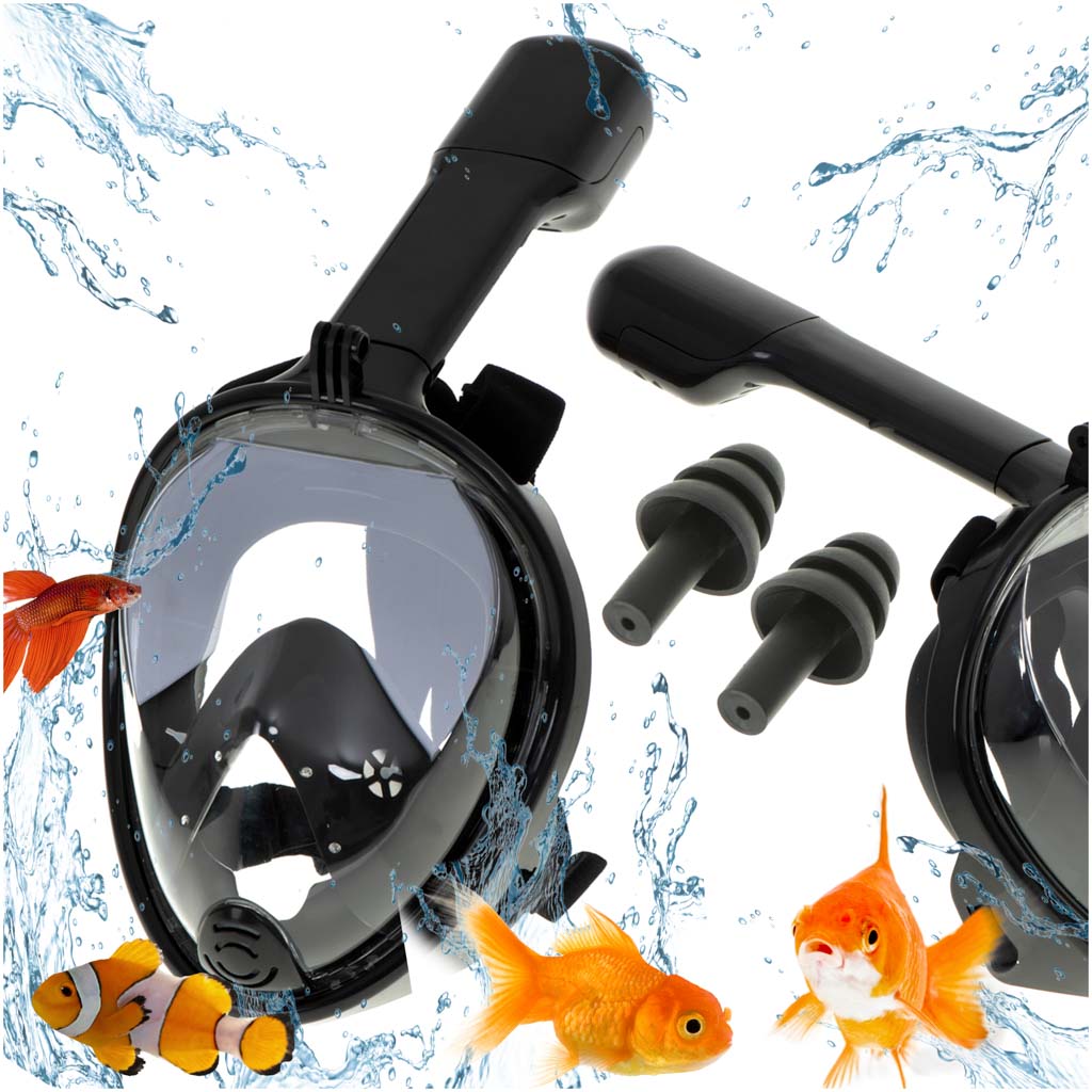 Mască de snorkeling pliabilă complet, mărimea L/XL, neagră