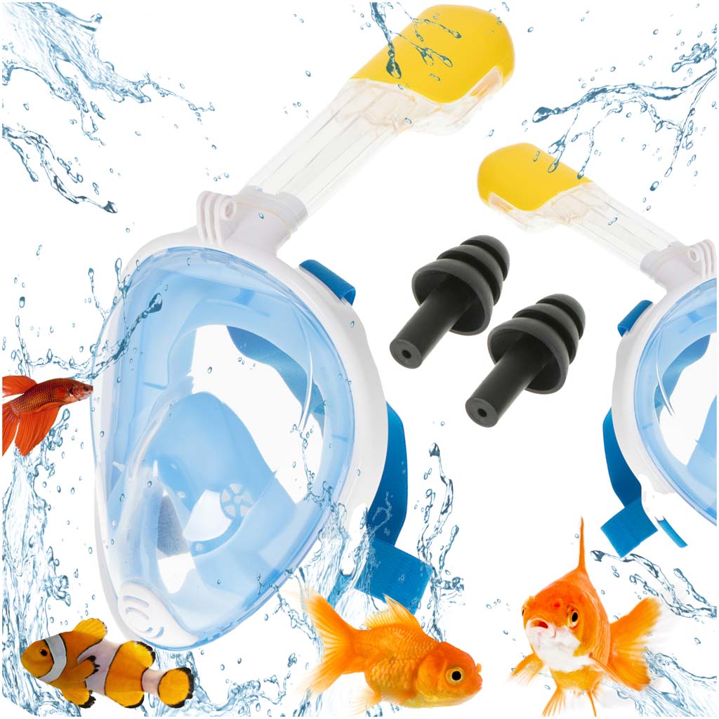 Mască de snorkeling pliabilă complet, mărimea S/M, albastră