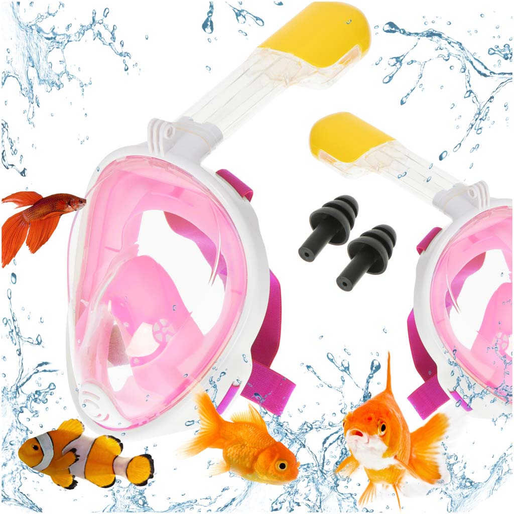 Mască de snorkeling pliabilă complet, mărimea S/M, roz