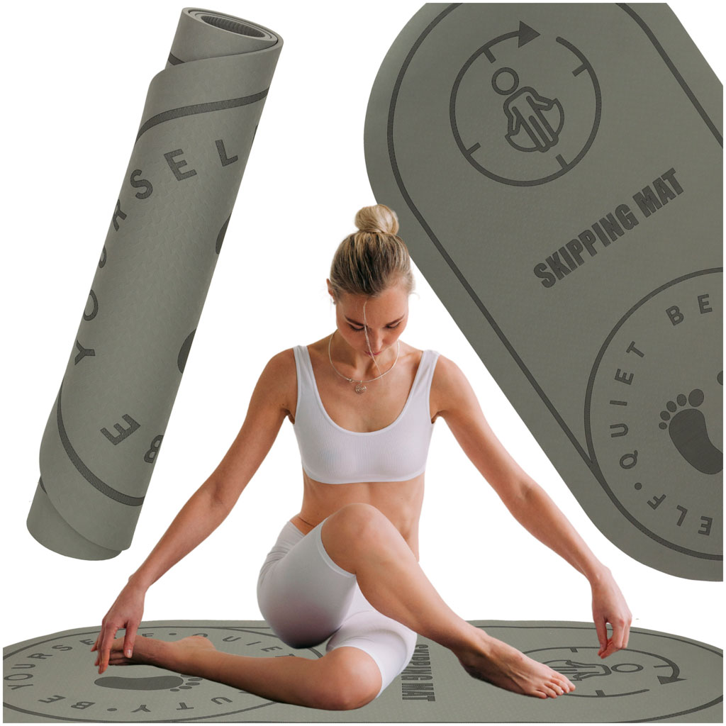 Saltea fitness pentru exerciții de yoga, izolată fonic, antiderapantă, 125 x 61,5 x 0,6 cm, gri