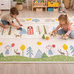 Covoraș educațional pliabil din spumă față-verso 150 x 200 cm, copaci, ursuleți de pluș