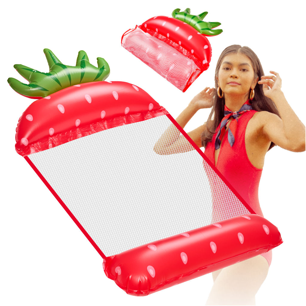 Saltea gonflabilă pentru plajă, hamac cu apă, șezlong, fotoliu, scaun de piscină, căpșună