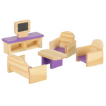 Mobilier din lemn pentru casă de păpuși, violet