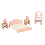 Mobilier pentru casă de păpuși, living, dormitor, baie, bucătărie, lemn, roz