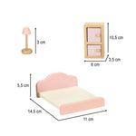 Mobilier pentru casă de păpuși, living, dormitor, baie, bucătărie, lemn, roz