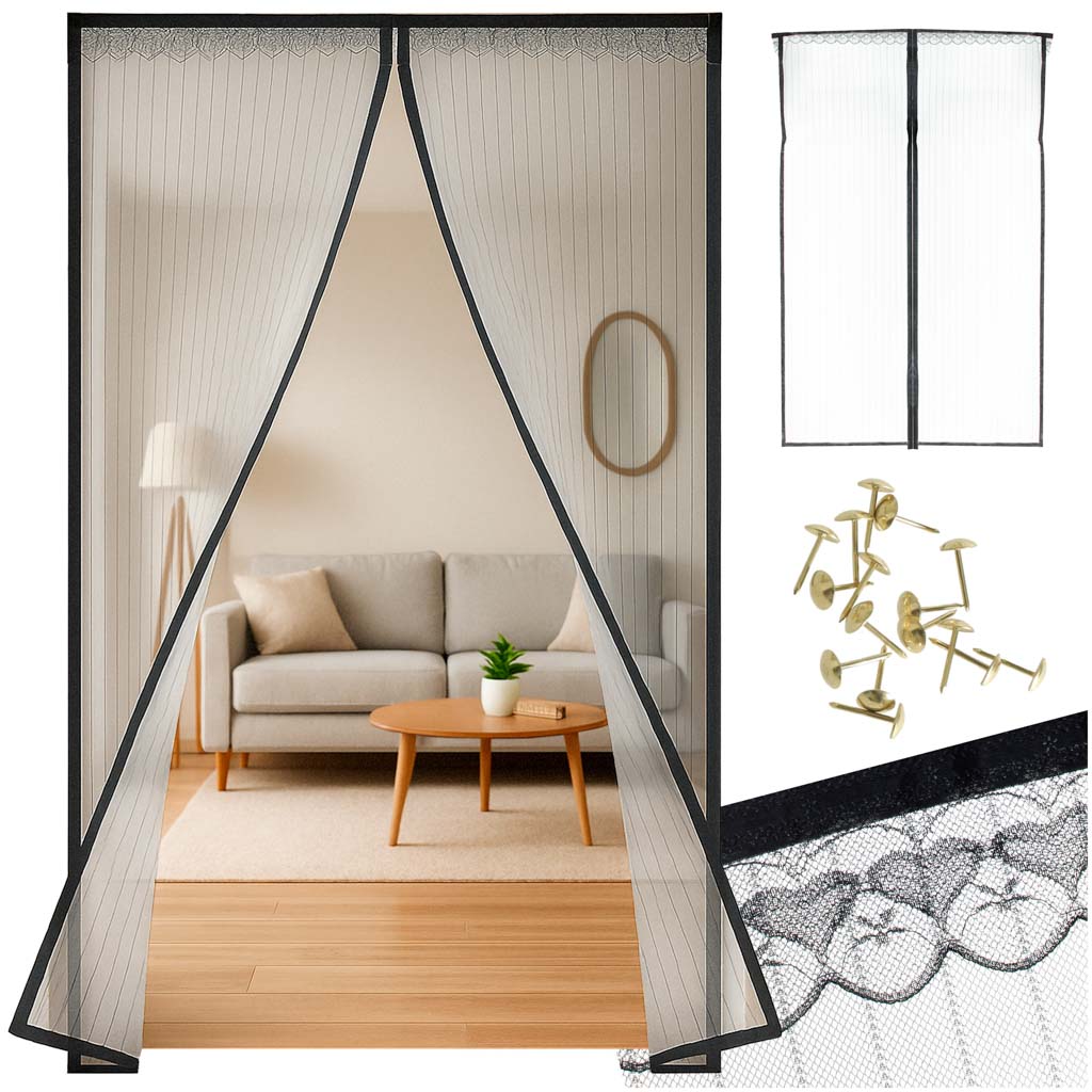 Plasă magnetică anti-țânțari pentru uși 100 x 210 cm NEGră