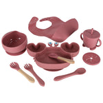 Set de 9 vase din silicon pentru copii, sugari, crab, roz închis