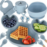 Set de 9 vase din silicon pentru copii, sugari, crab, albastru