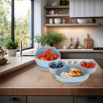 Set de 9 vase din silicon pentru copii, sugari, crab, albastru