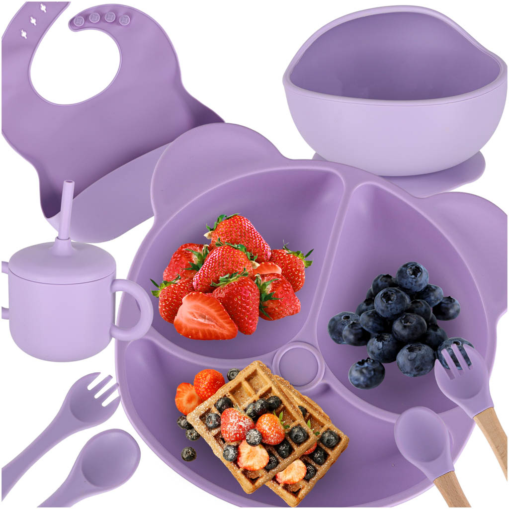 Set de vase din silicon pentru copii, 8 bucăți, violet
