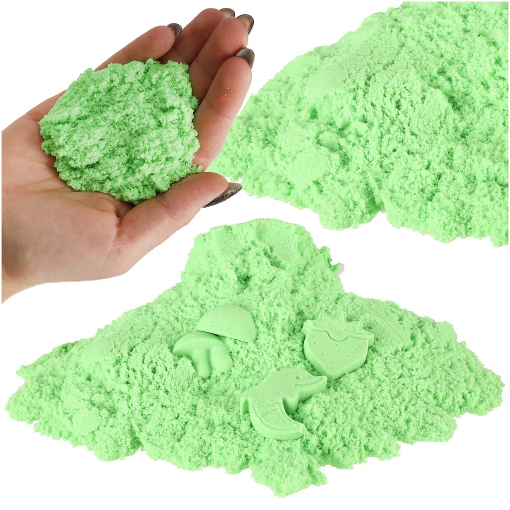 Nisip senzorial pentru copii 1 kg într-o pungă verde
